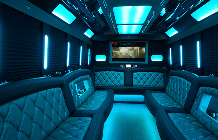 Party bus with leather seating