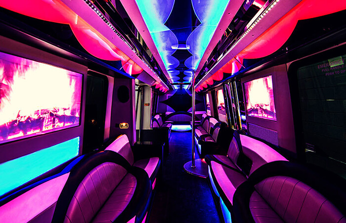 Spacious party bus interior