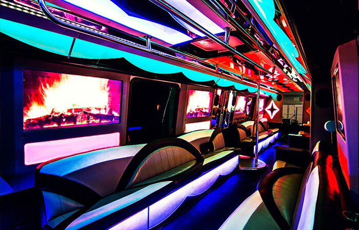Party bus with colorful lighting